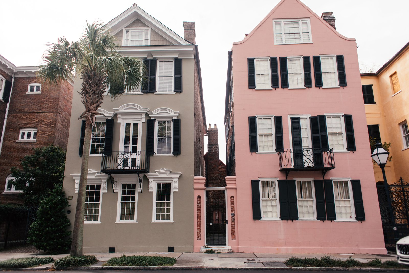 Historic pastel Charleston homes